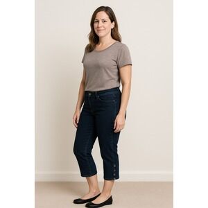NYDJ Not Your Daughters Jeans Dark Wash Capri Stretch Lift‎ Tuck Slimming 14